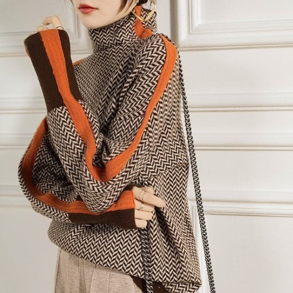 Mariele | Cuello alto con llamativas rayas en contraste